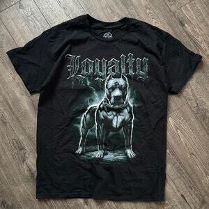 Y2K Grunge Big AOP Goth Cyber Loyalty Dog Graphic Tee Shirt